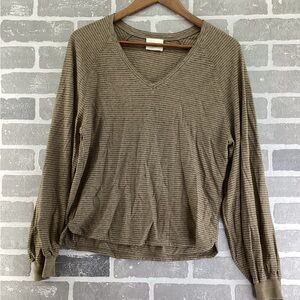 WRAP‎ London Striped brown v neck long sleeve top size 2